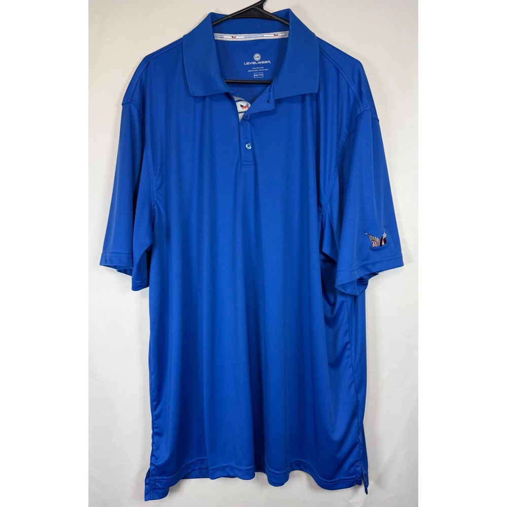 Levelwear Secession Golf Club Polo Shirt Mens XXL Blue Short Sleeve Performance